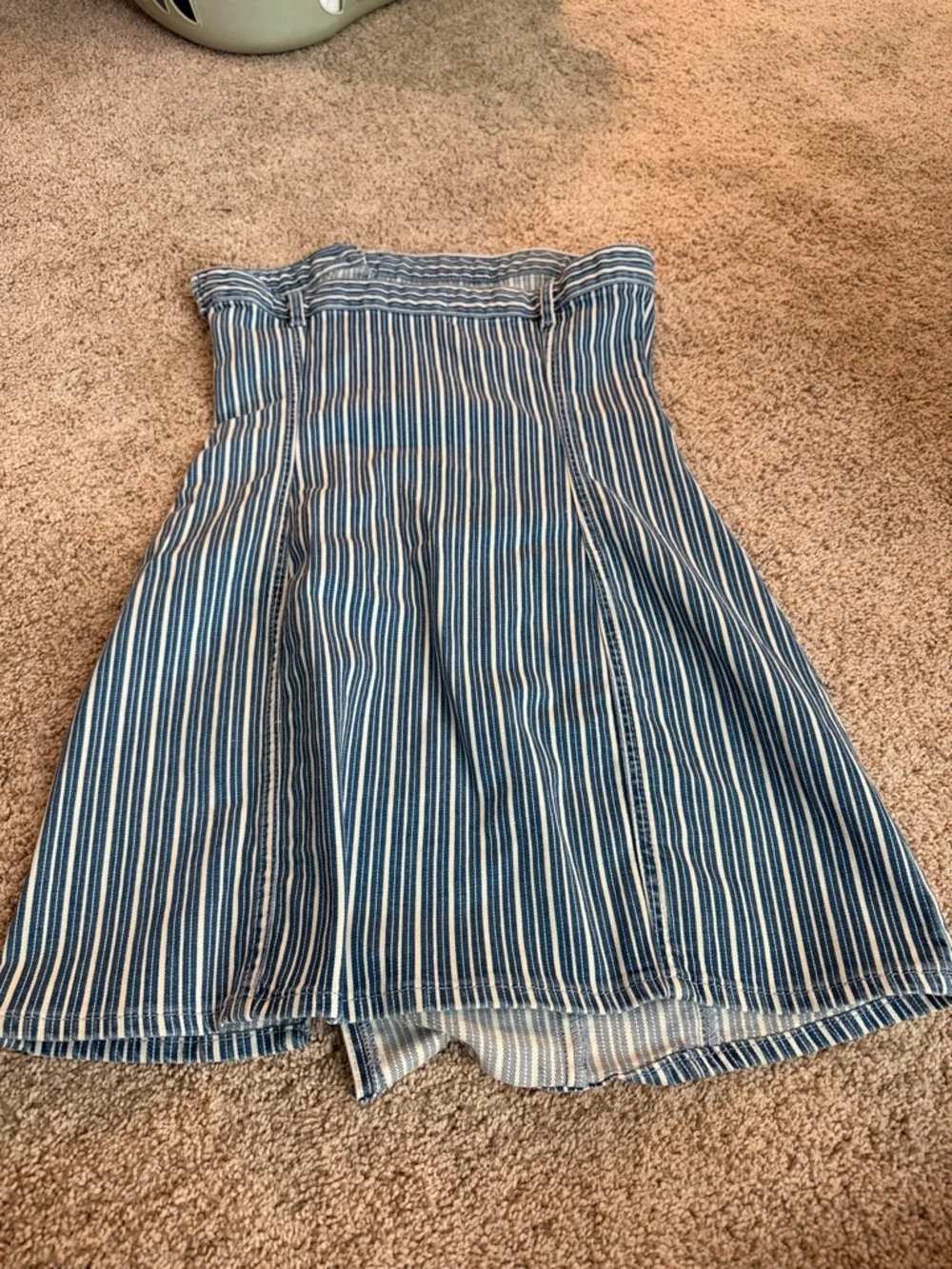 Zara Blue and White Striped Denim mini dress - Picture 3 of 3